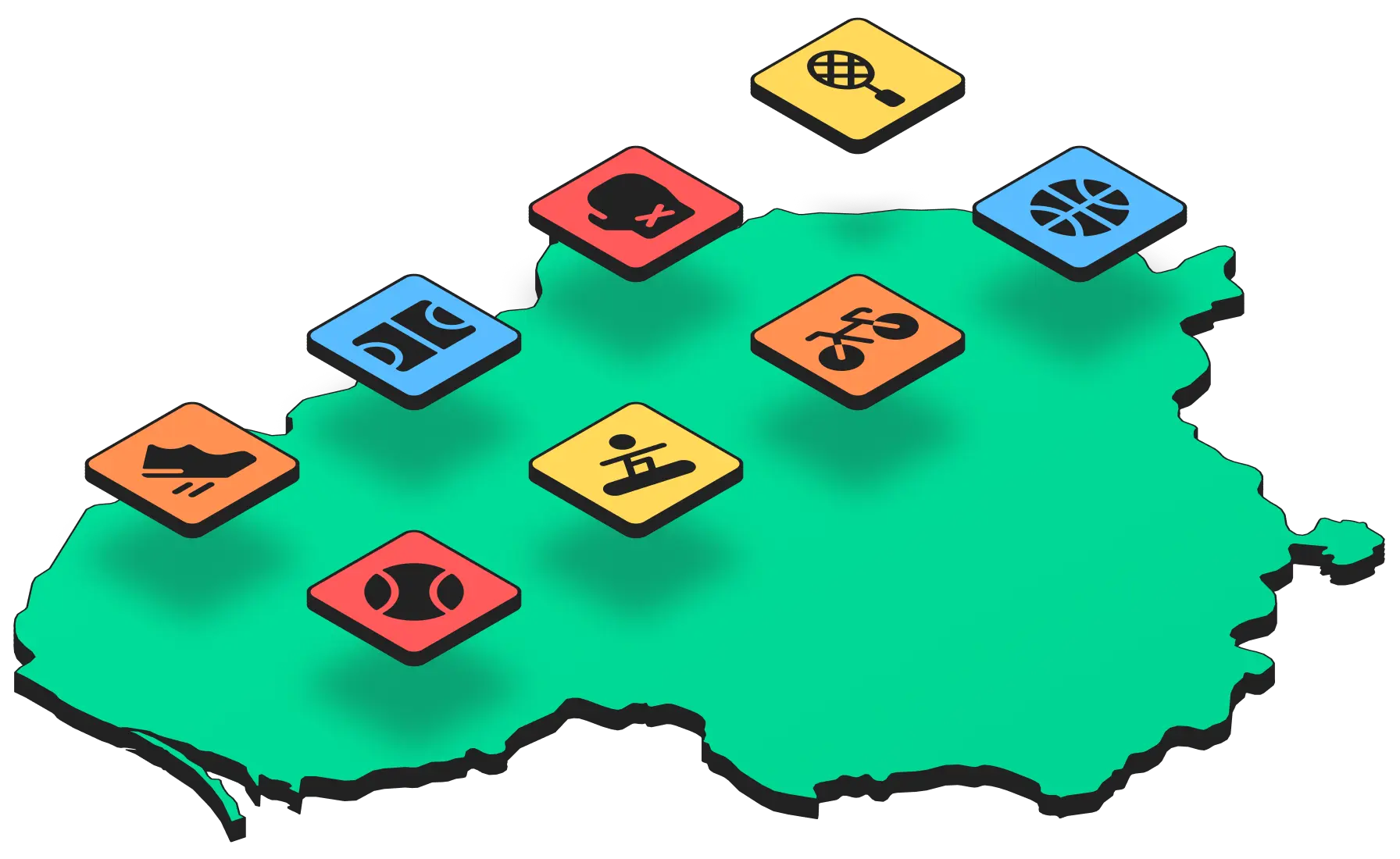 Lietuvos žemėlapis su sporto veiklomis